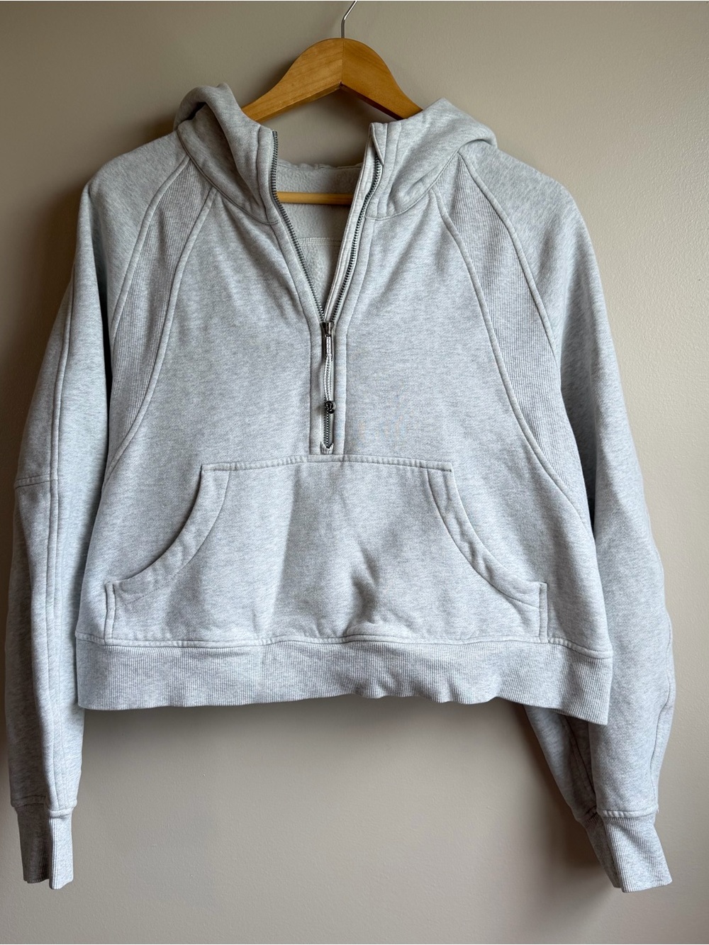Lululemon Scuba Oversized Half Zip Hoodie Heathered Gray M/L Cropped
